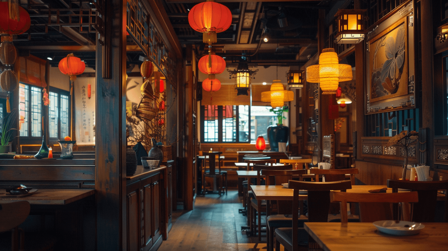 A Chinese restaurant interior.