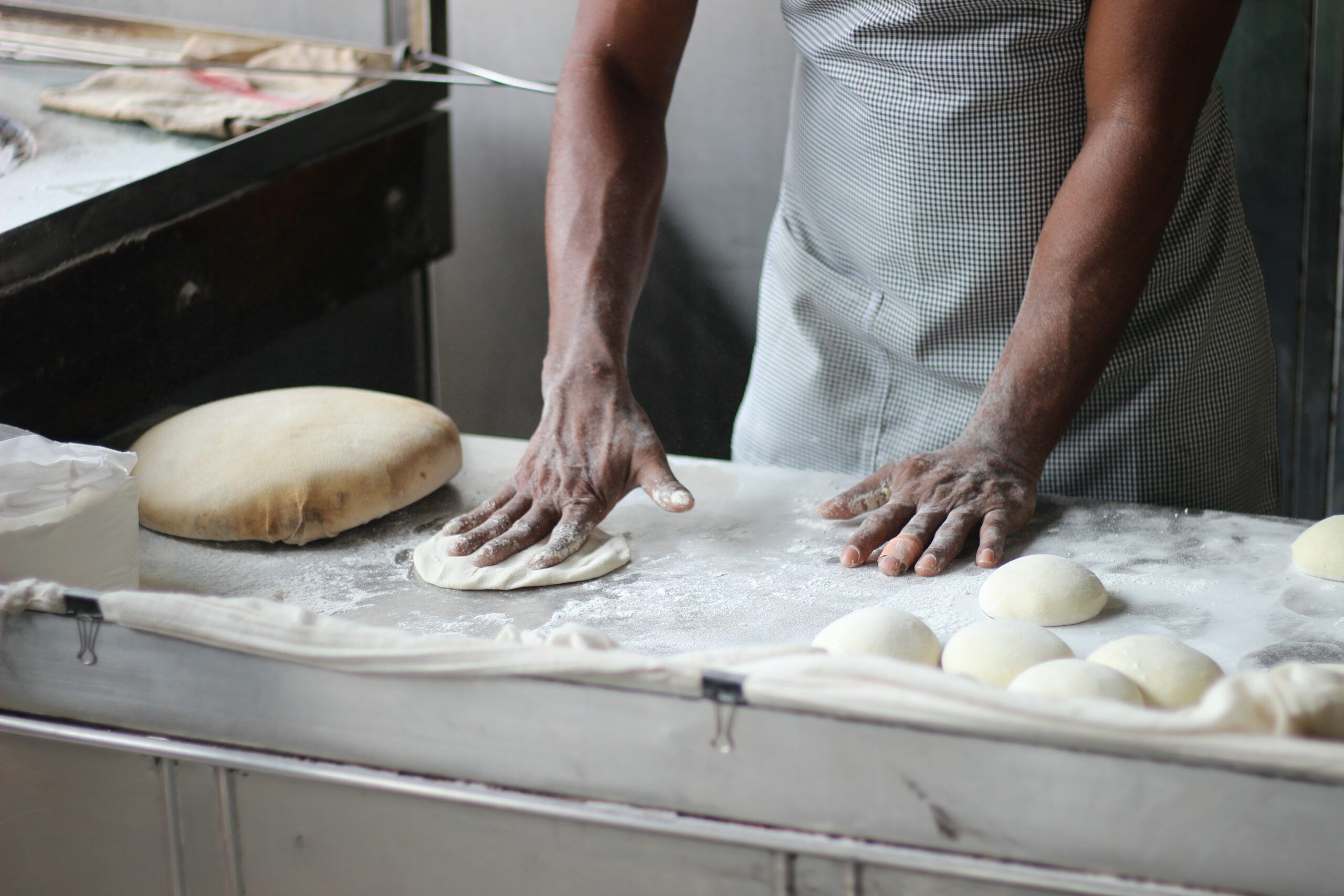 A cook is baking.