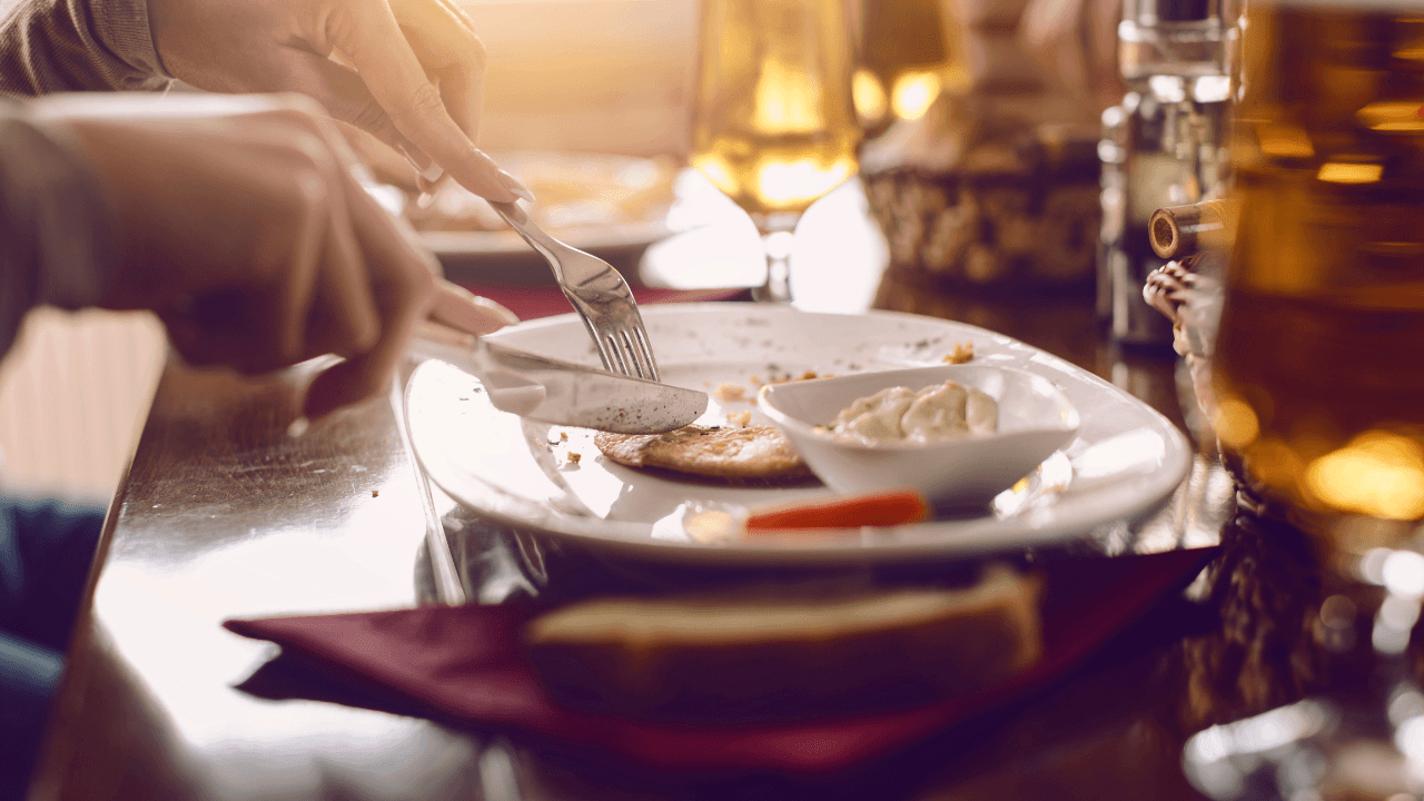 A person having a lunch at the restaurant.