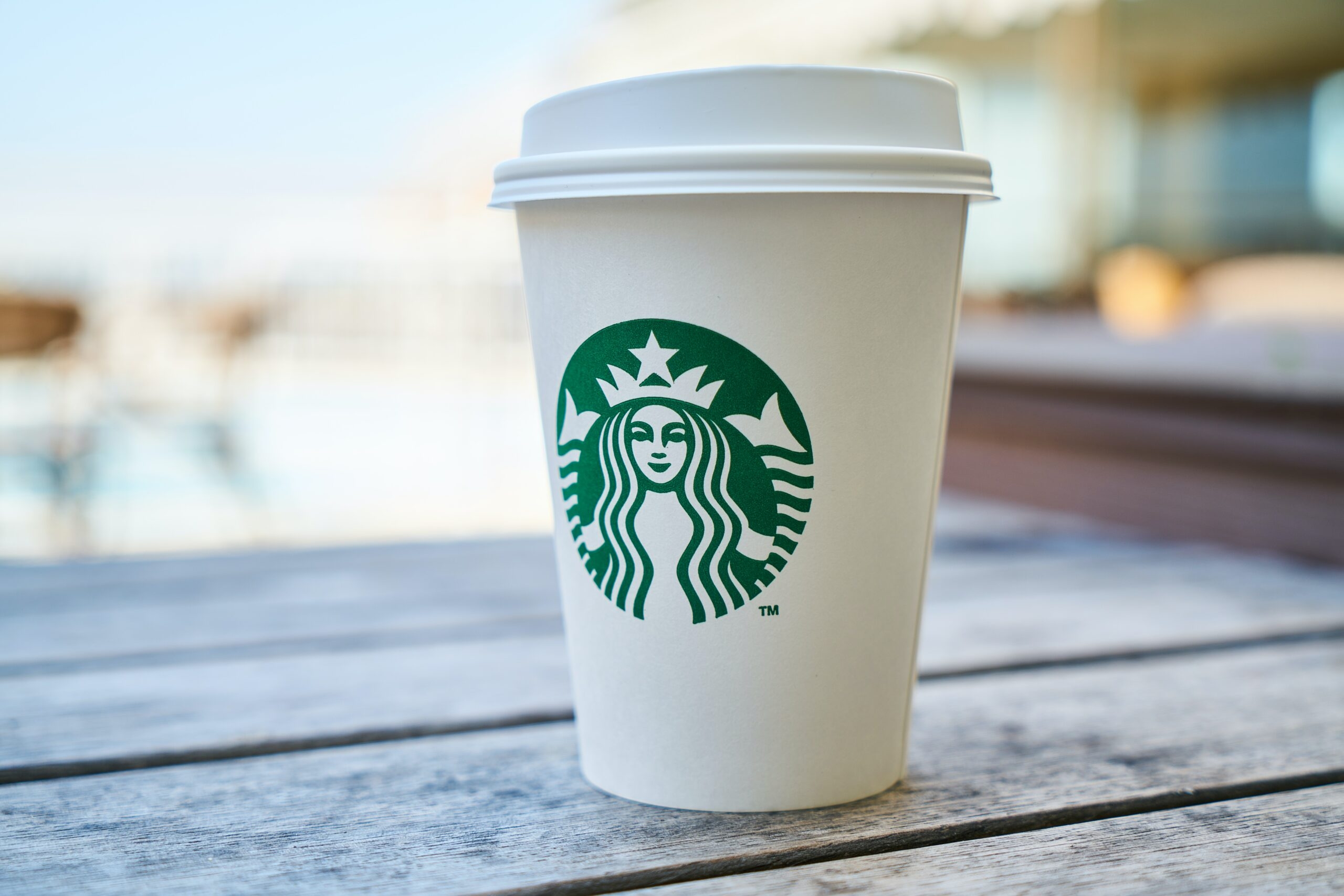 A Starbucks coffee cup.