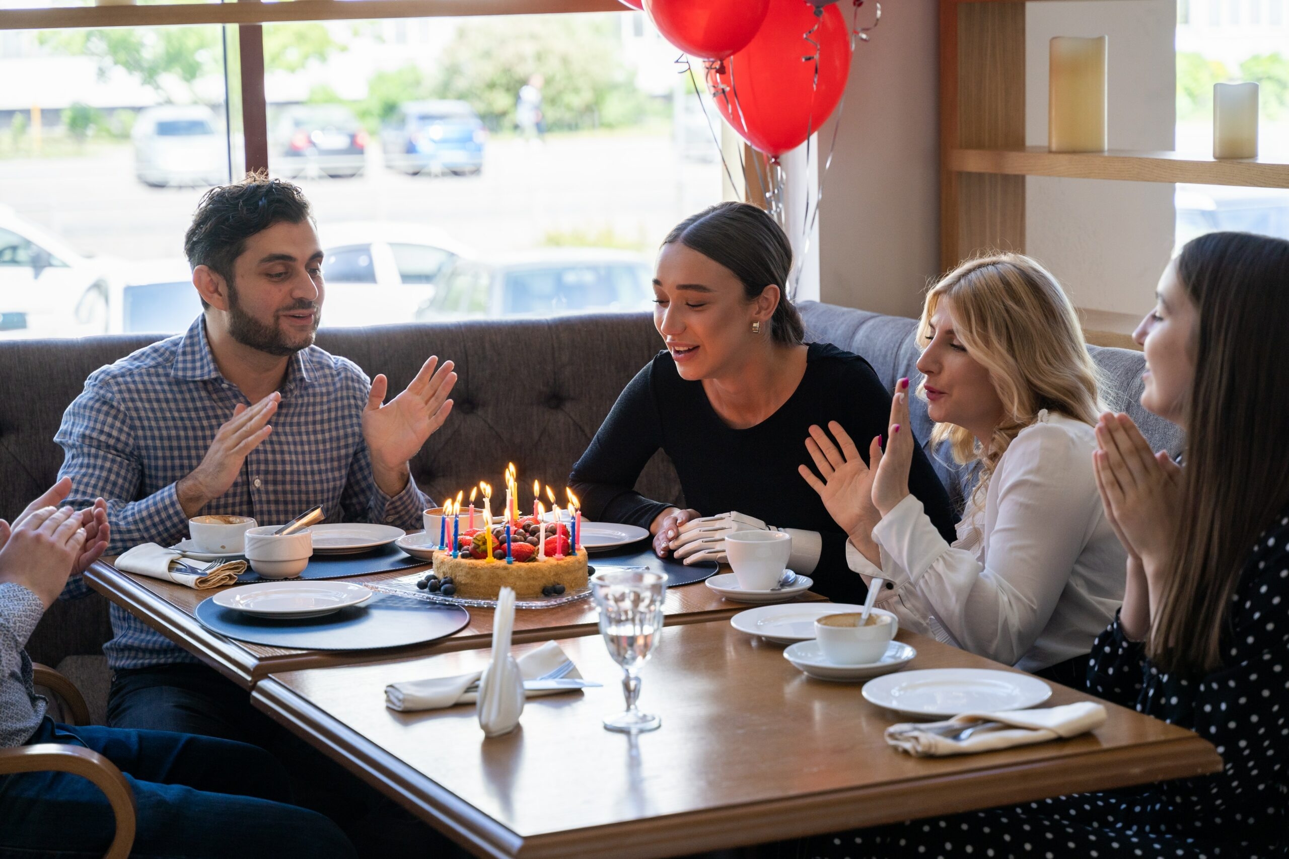 A birthday ceremony in the restaurant.